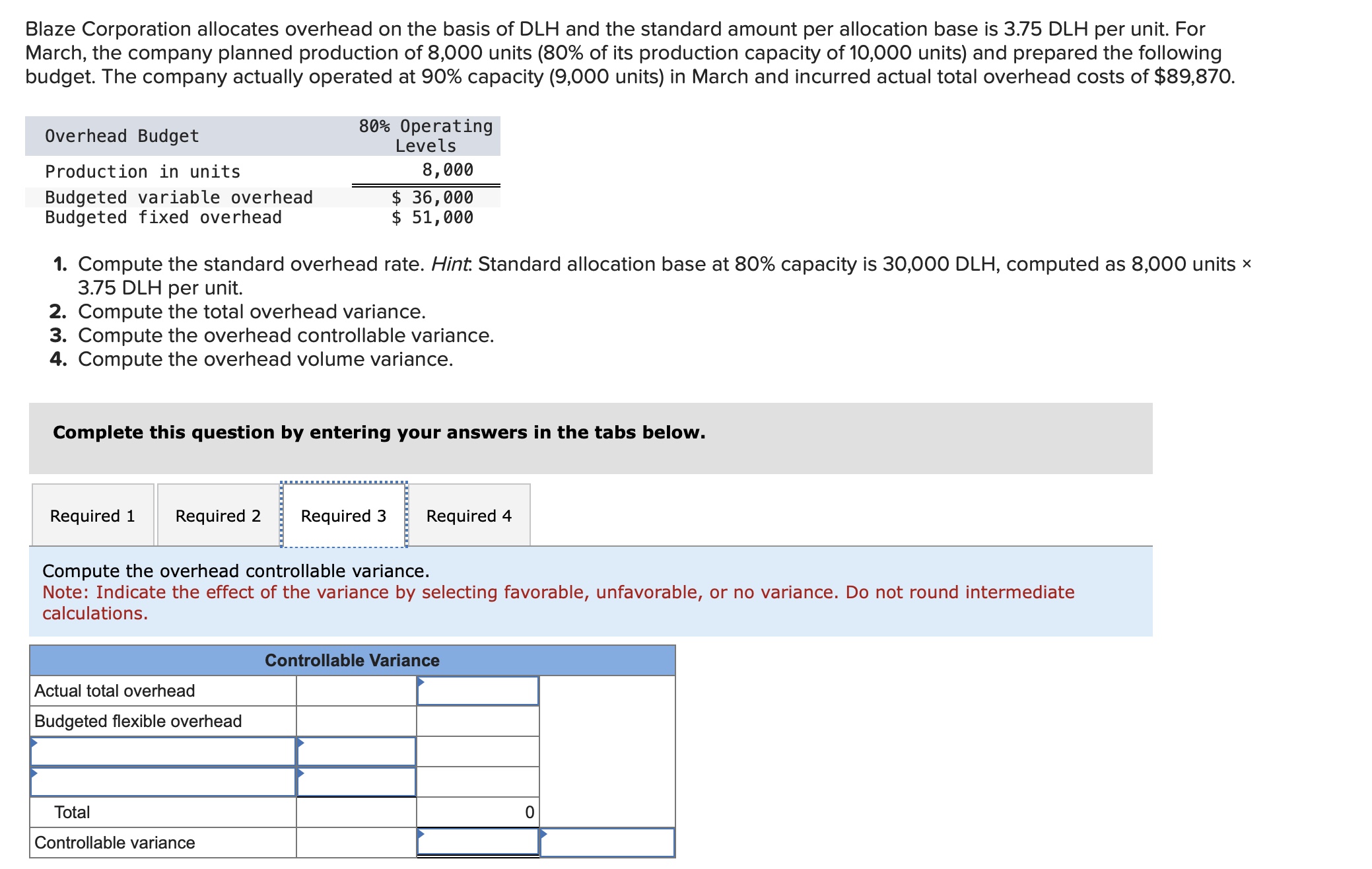 3 please do all 4 1.Compute the standard overhead rate. Hint:
