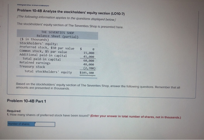 Problem 10-4B Analyze the stockholders' equity section YULUI Problem 10-4B Analyze the