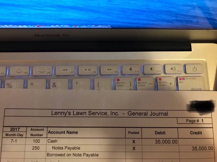 Transaction July 1 Borrow $35,000 00 from 1st Bank by signing a