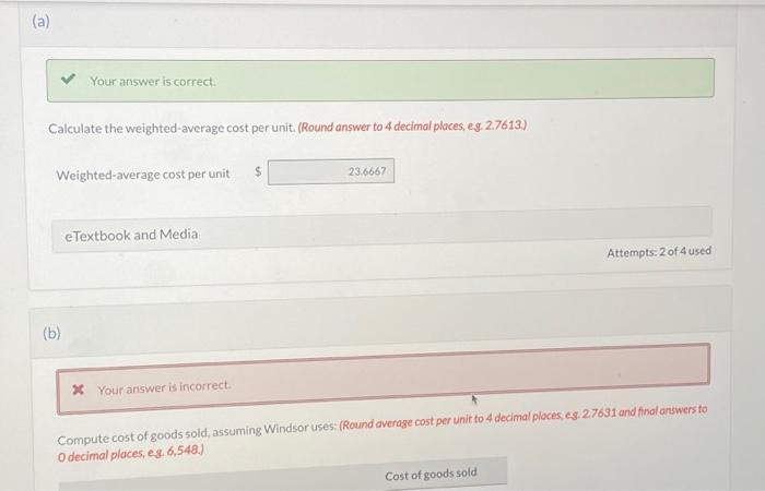 places, eg. 2.7613.) Weighted-average cost per unit eTextbook and Media Attempts: 2