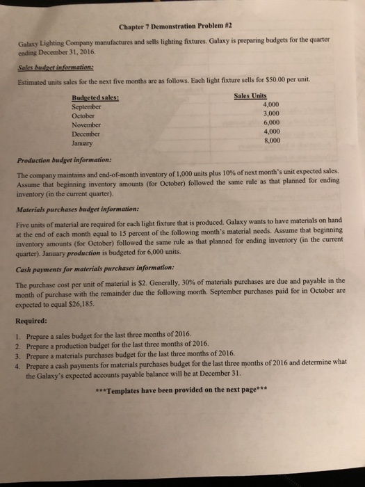  Please show your work step by step. Chapter 7 Demonstration Problem