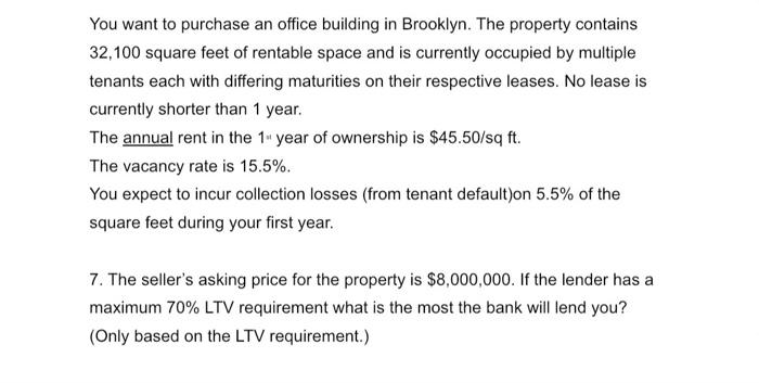  Please answer with work shown!! You want to purchase an office