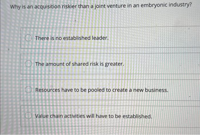 time to market Why are acquisitions often perceived as less risky than
