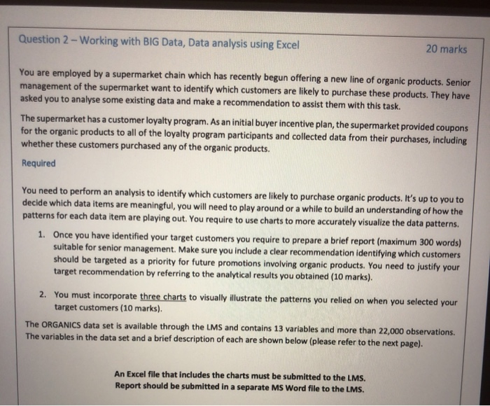  Question 2 - Working with BIG Data, Data analysis using Excel