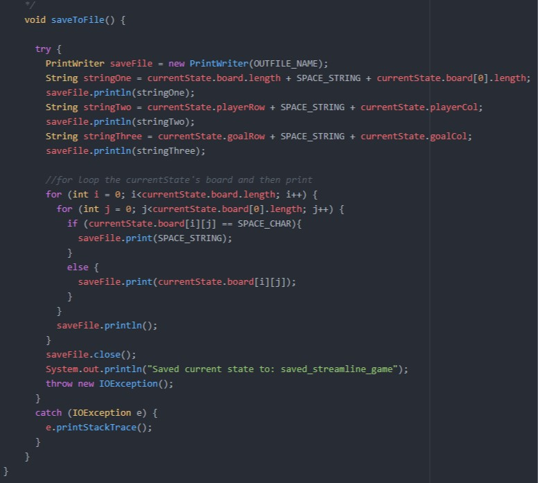 obstacles + " java GuiStreamline "ame state from the specified fileln"+ "1l