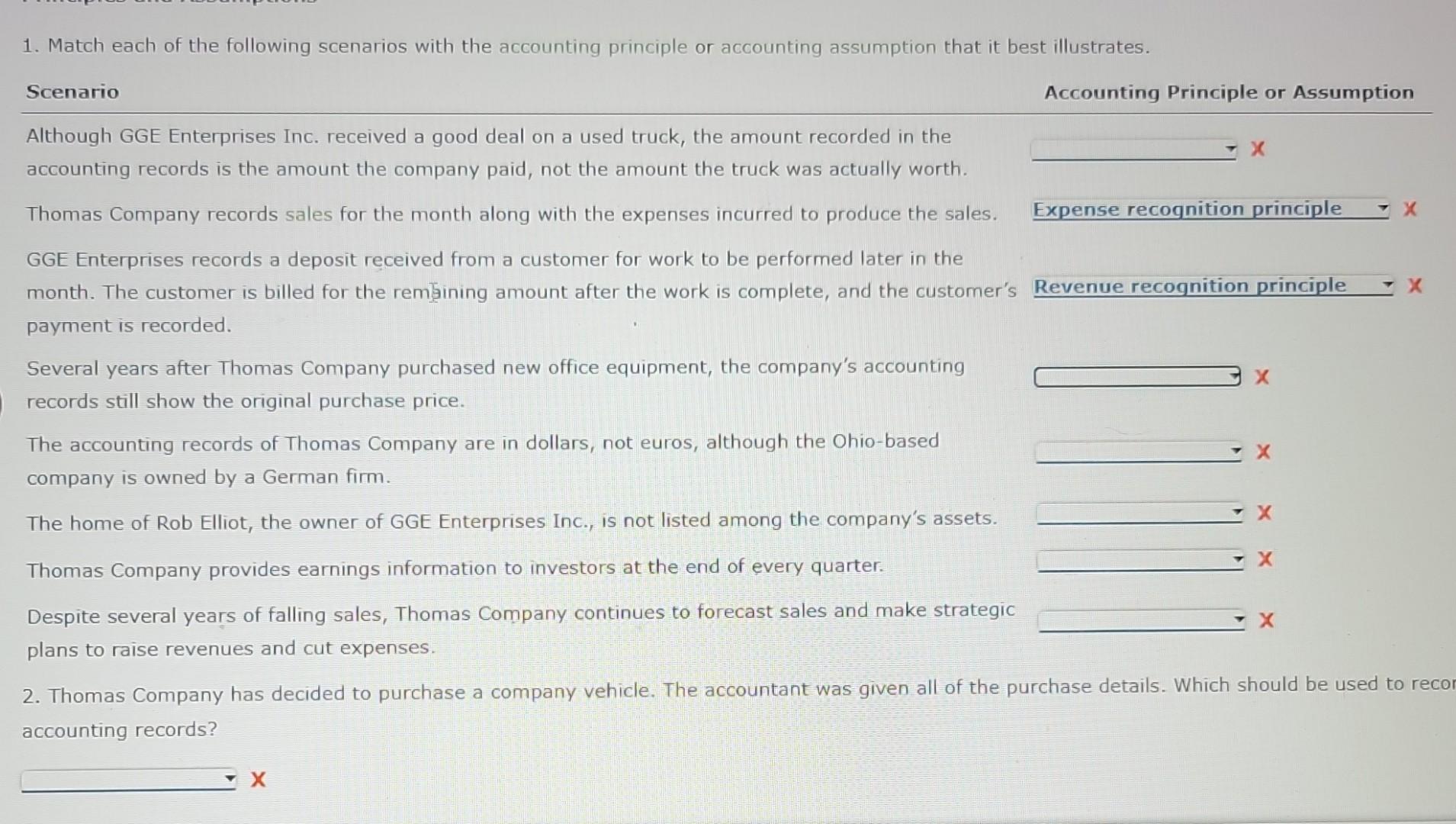  please use the drop down box to answer all scenarios 1.