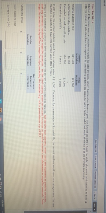  CALCULATOR FULL SCREEN PRINTER VERSION BACK NEXT Exercise 20-14 Johnson Enterprises