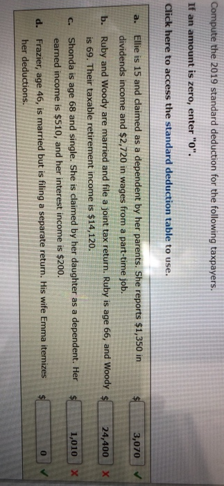 how do you calculate b and c Compute the 2019 standard deduction