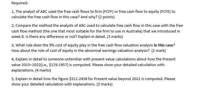 a team of analysts issued a research report that valued ABC s