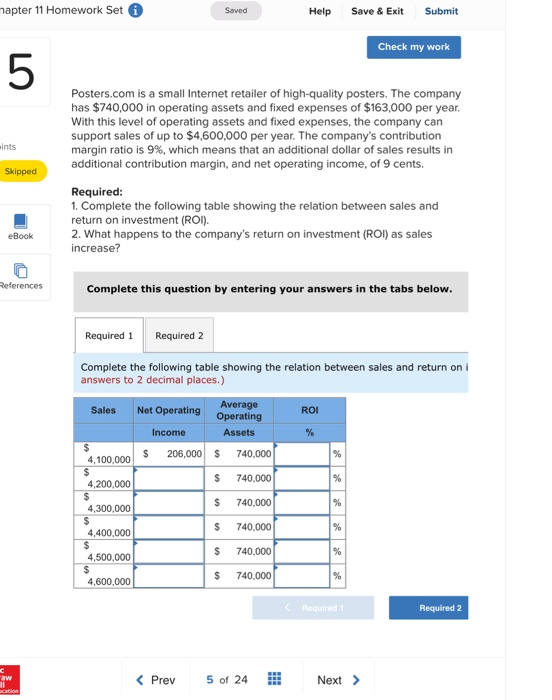  napter 11 Homework Set Saved Save & Exit Submit Help Check