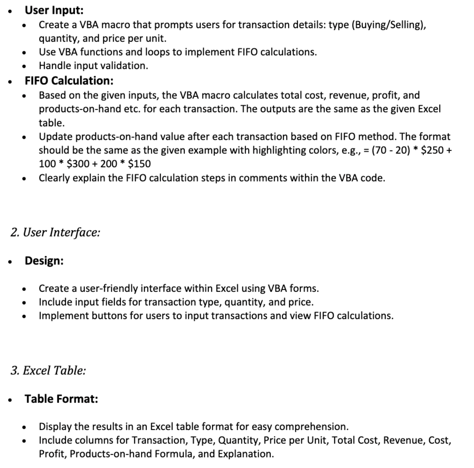 loops, and user input handling. - Organize the code and include comments