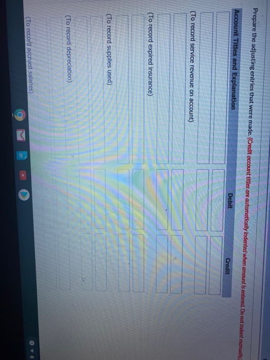 below. Fill in the missing amounts. Trial Balance Adjusted Trial Balance Debit