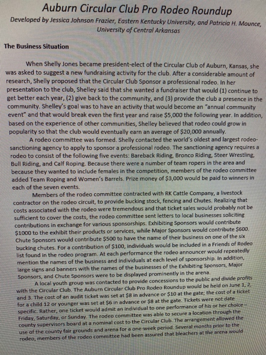 please please help with 10-12:) !! Auburn Circular Club Pro Rodeo Roundup