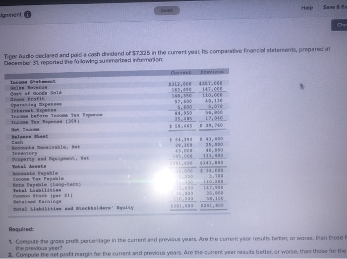  Help Save & Ex Eignment i Che Tiger Audio declared and