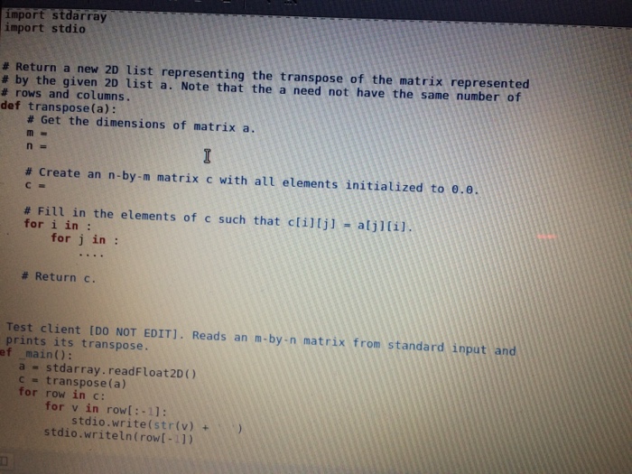 that creates and returns a new matrix that is the transpose of