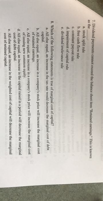  7. Dividend payments cannot exceed the balance sheet item "Retained camings."