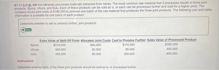  E7.11 (LO 4). AN Kirk Minerals processes materials extracted from mines.