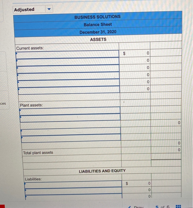 November 30, 2020, unadjusted trial balance of Business Solutions is found in