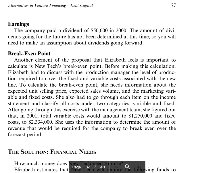 is the break-even level of sales in 2001? When do you estimate