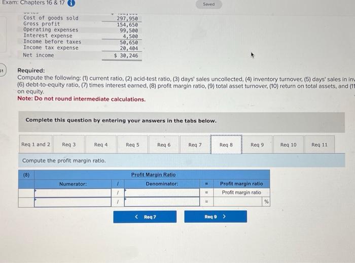 (8) profit margin ratio, (9) total asset turnover, (10) return on total