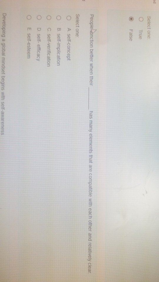  ed Select one: O True O False has many elements that