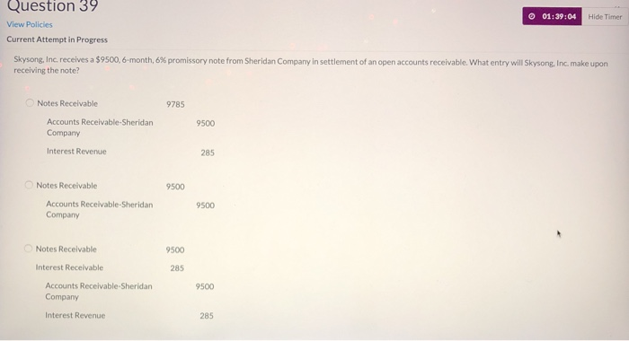 Current Attempt in Progress --/1 When using the balance sheet approach, the