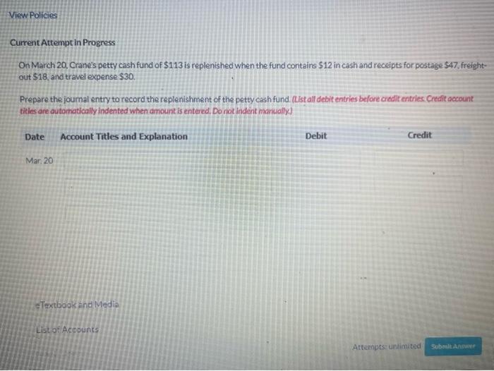  View Policies Current Attempt in Progress On March 20, Crane's petty