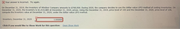 Your answer is incorrect. Try again. On December 31, 2019, the