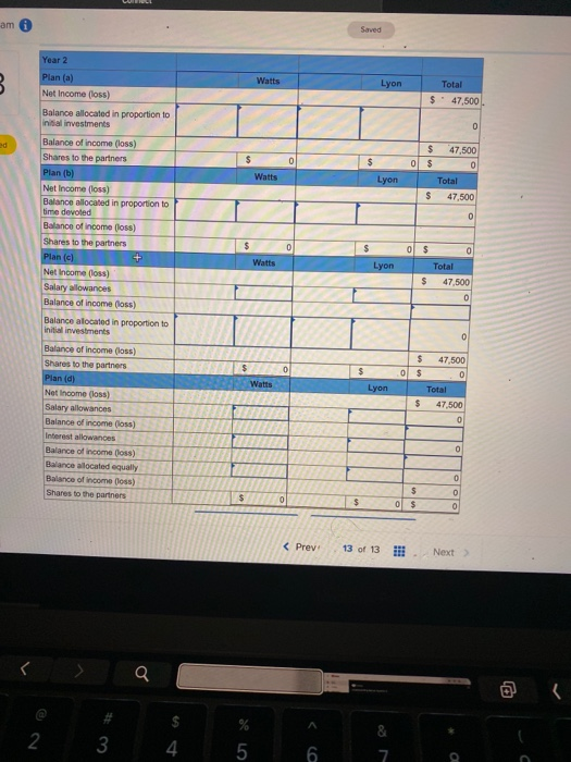 partners agree that Watts will work one-fourth of the total time devoted
