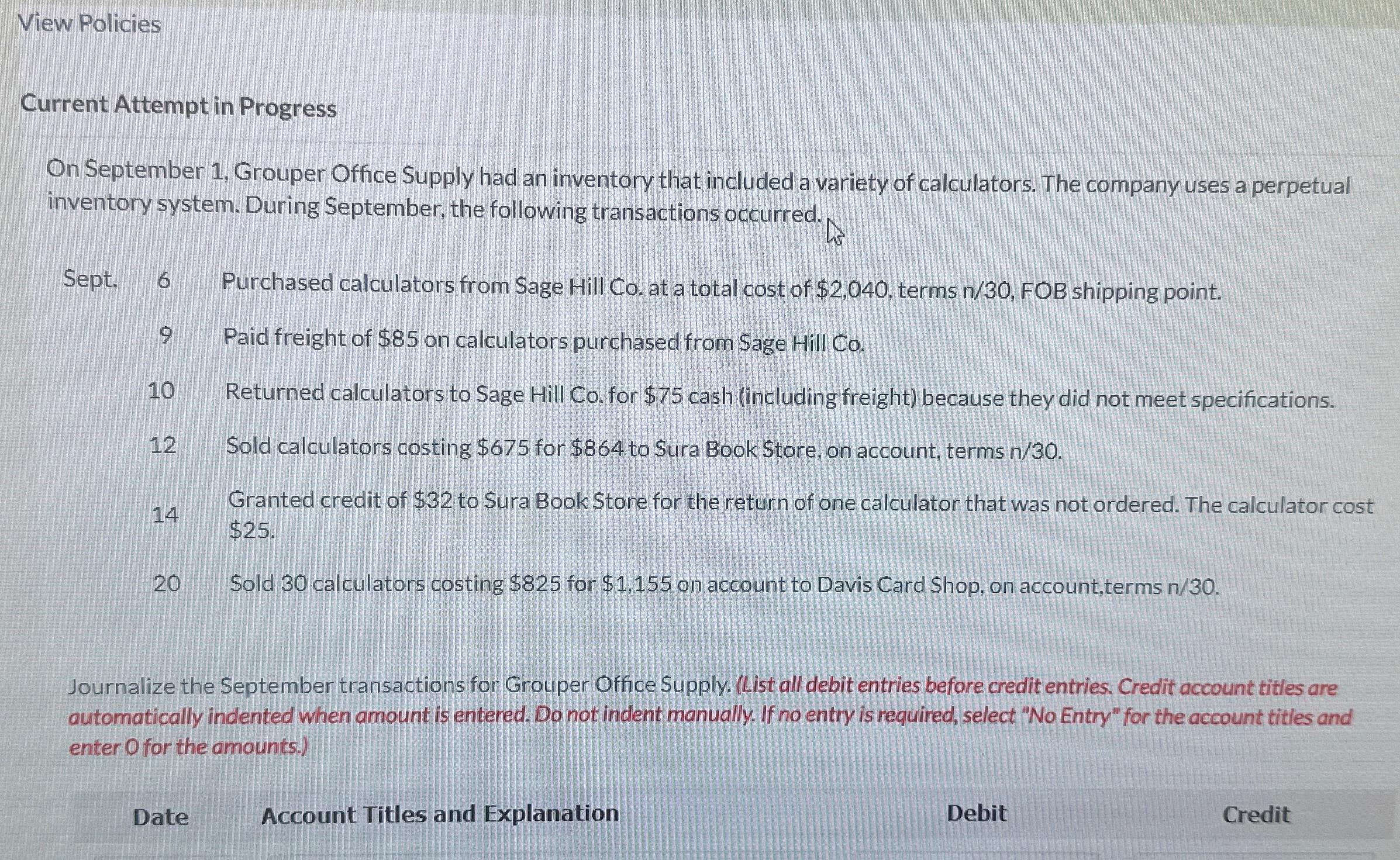  View Policies Current Attempt in Progress On September 1, Grouper Office