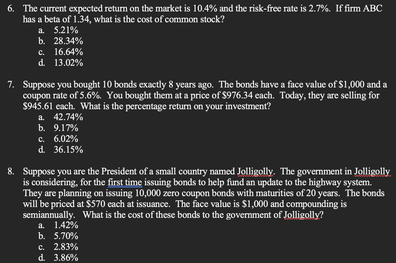  a a. 6. The current expected return on the market is