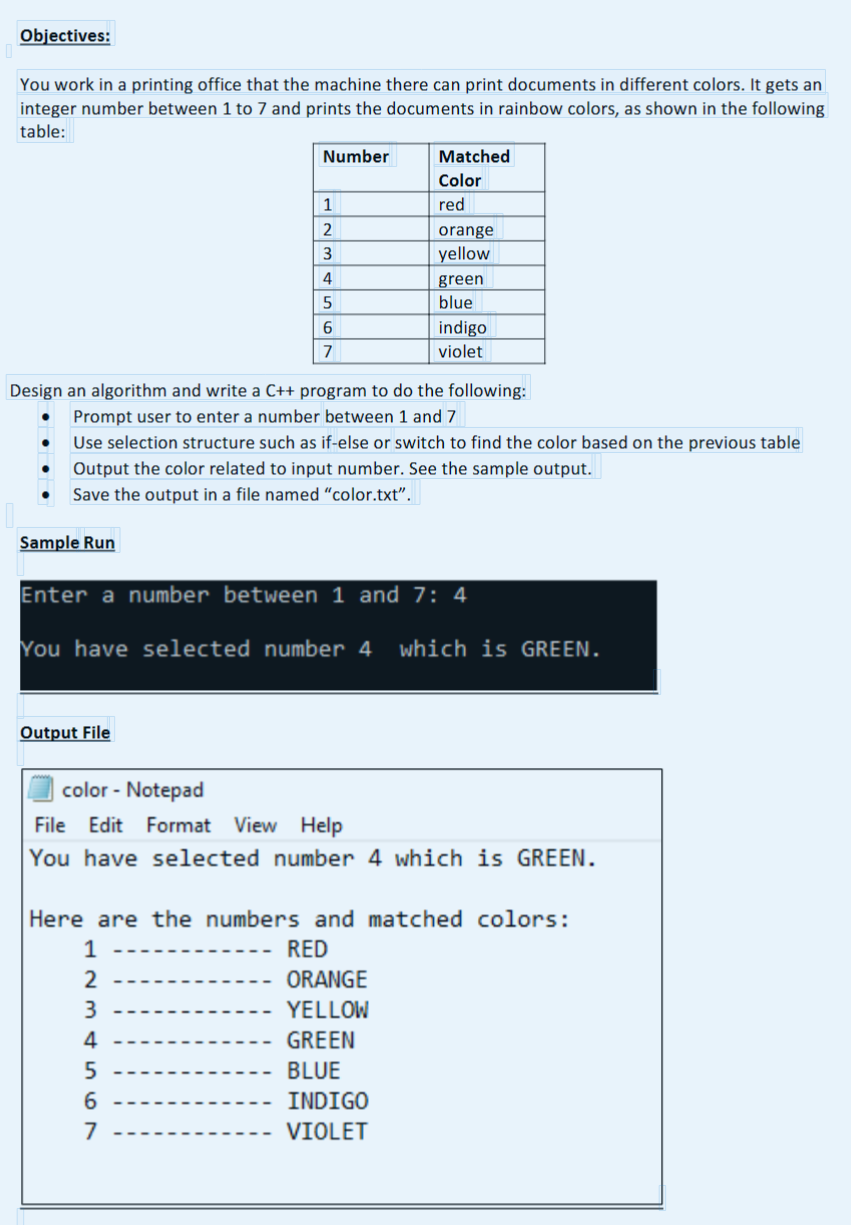 Help with this C++ programming assignment You work in a printing office