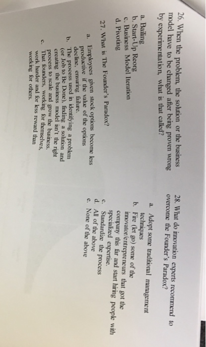  When the problem, the solution or the business model have to