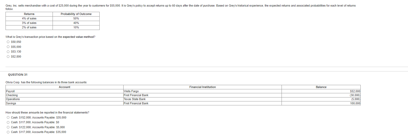 What is Grey's transaction price based on the expected value method?
