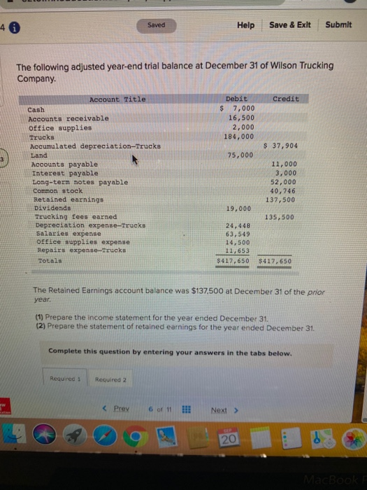  Saved 40 Help Save & Exit Submit The following adjusted year-end