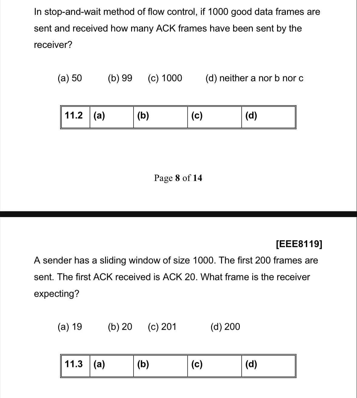  In stop-and-wait method of flow control, if 1000 good data frames