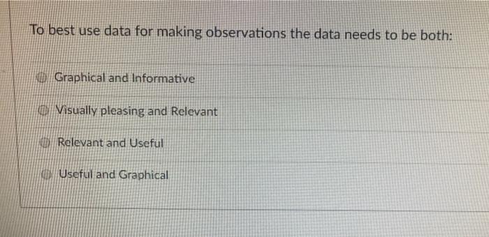 To best use data for making observations the data needs to