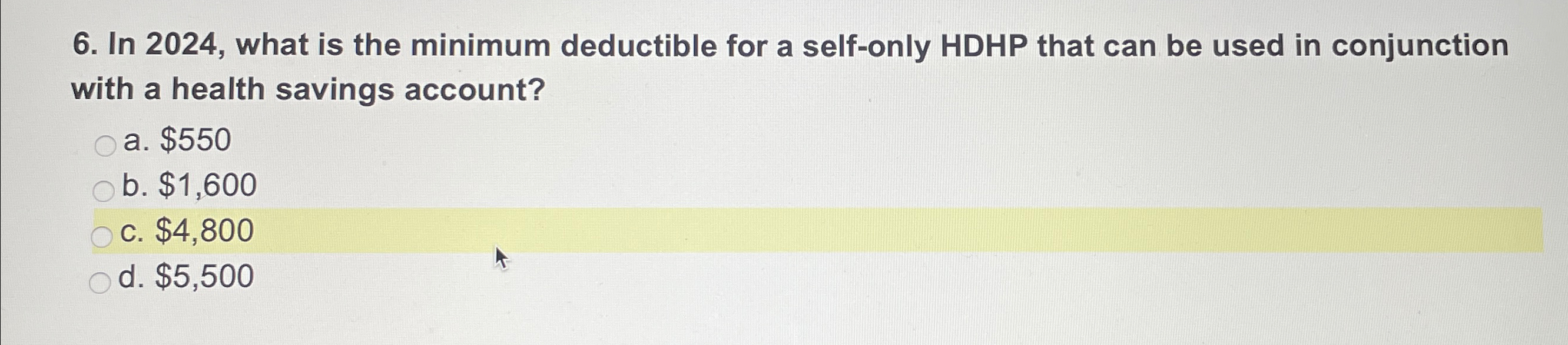  In 2024, what is the minimum deductible for a self-only HDHP