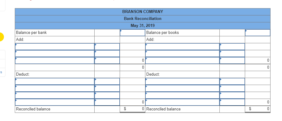 Branson Co. received its bank statement for the month ending May 31,