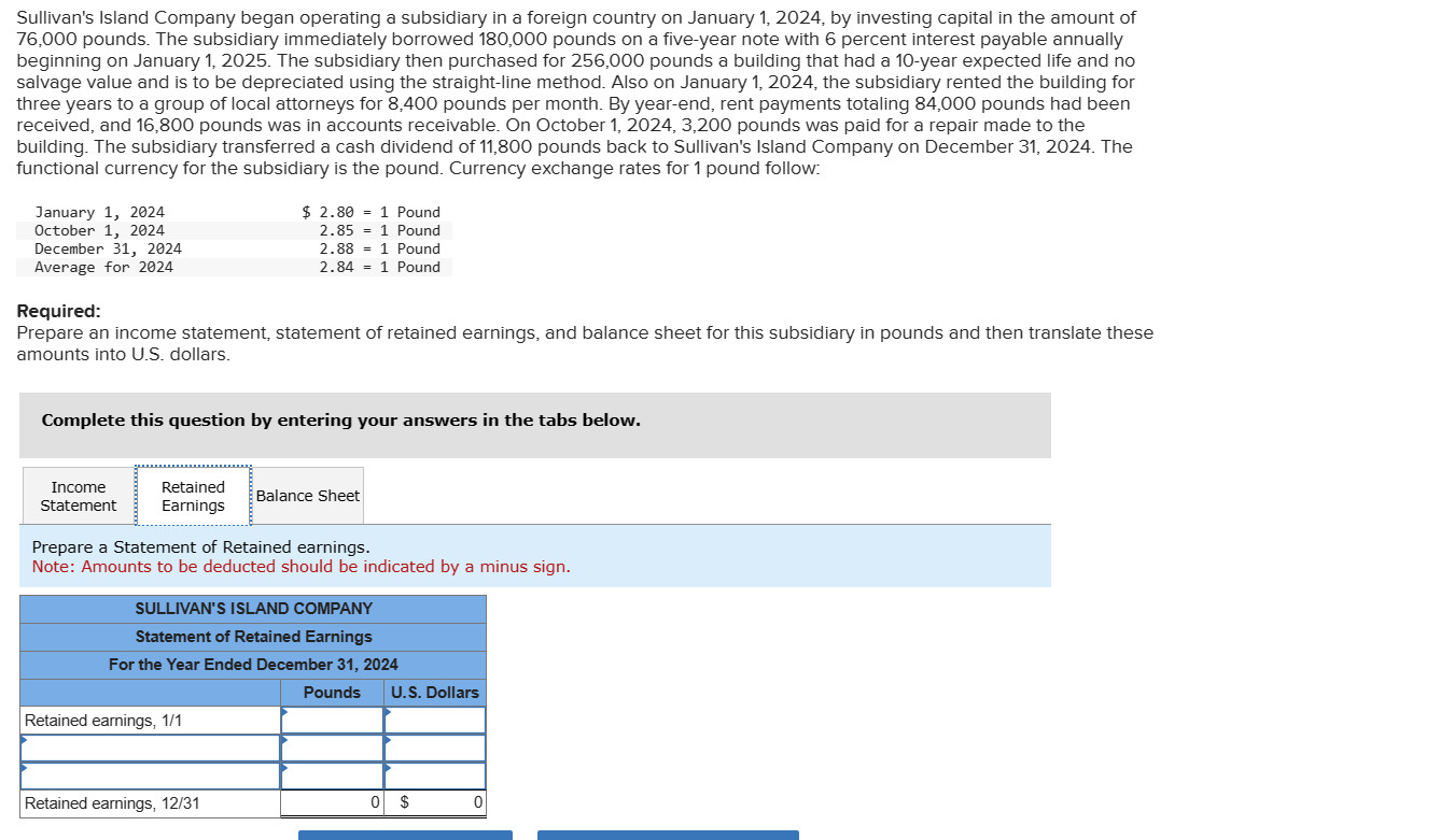 Company began operating a subsidiary in a foreign country on January 1,2024