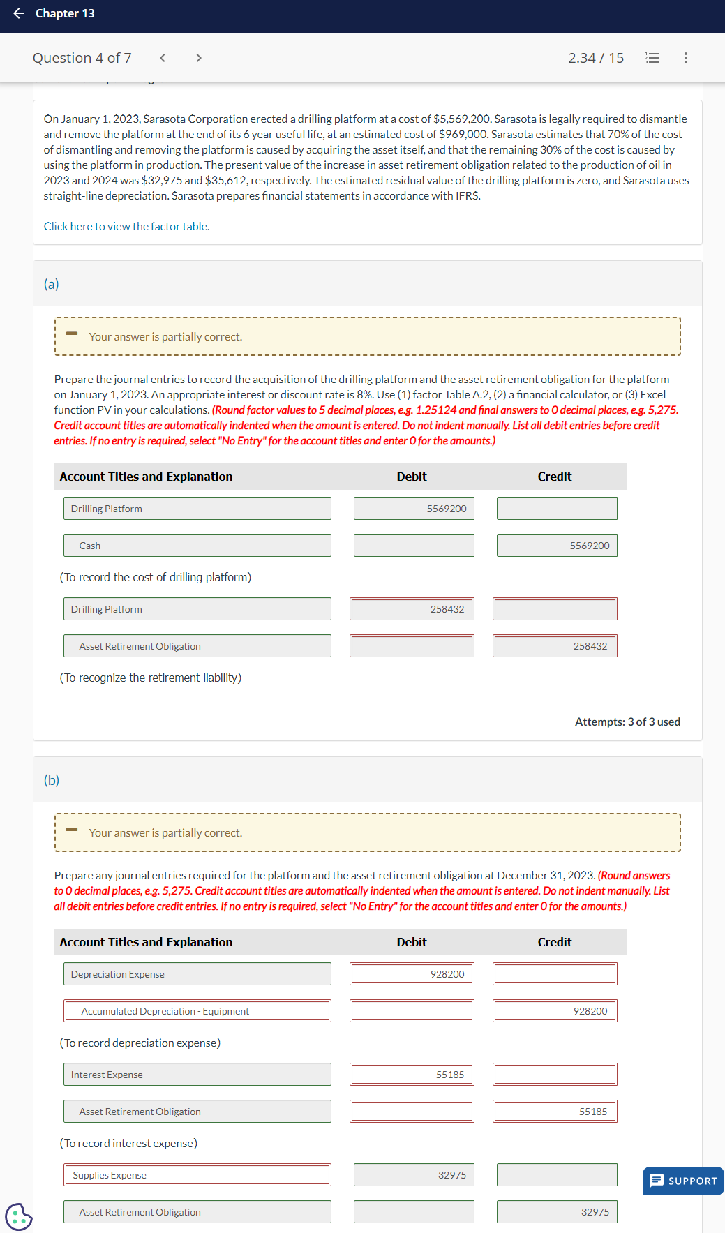  On January 1,2023, Sarasota Corporation erected a drilling platform at a