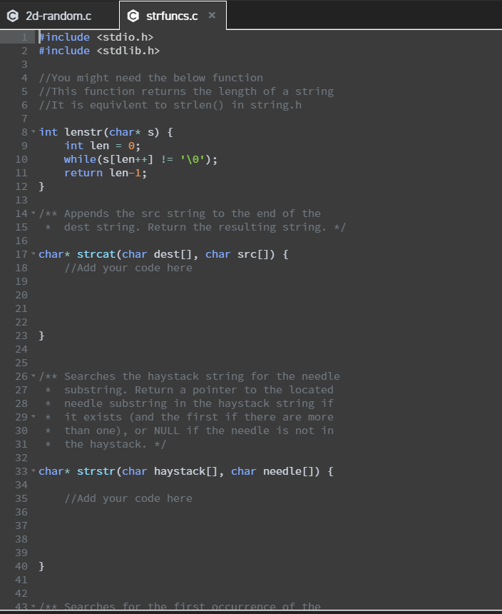 is given you just have to code the lines where it says