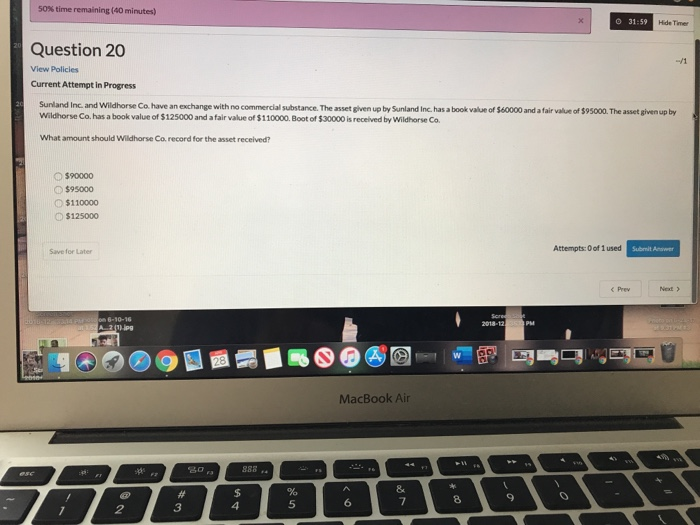  Sox time remaining (40 minutes) 31:59 Hide Timer Question 20 View