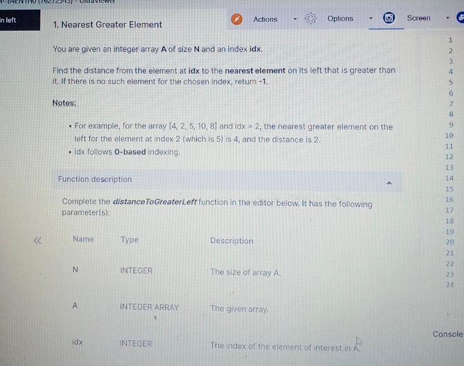  in left Nearest Greater Element Actions Screen You are given an