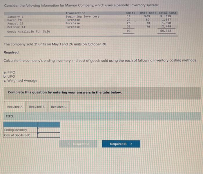 pls help with a,b, and c Consider the following information for Maynor