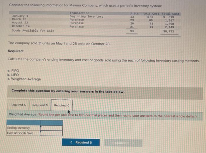 on May 1 and 26 units on October 28. Required: Calculate the