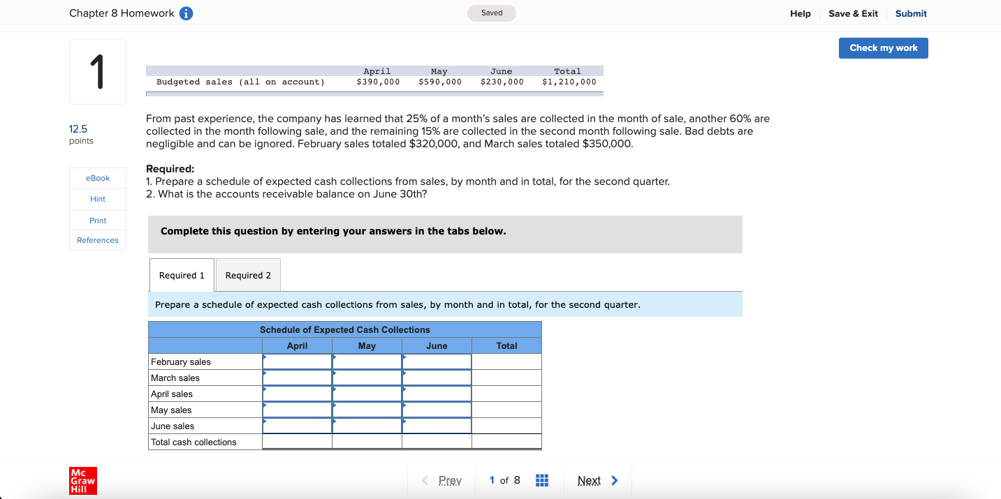  Chapter 8 Homework A Saved Help Save & Exit Submit Check