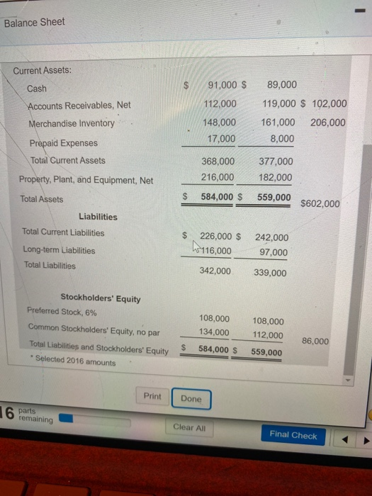 the additional financial information.) Read the requirements. Requirement 1a. Compute the current