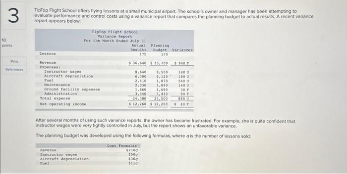 neeed help solving Tiptop Flight School offers flying lessons at a small