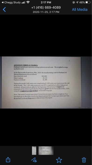  Chegg Study .. 2:17 PM @ 1 46% +1 (416) 669-4089